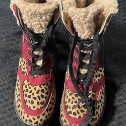 Women’s Rouge Helium Cheetah Red and Black Polkadot Boots - Size 8.5