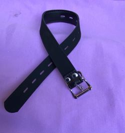 Black Leather Collar with Silver Buckle 20”