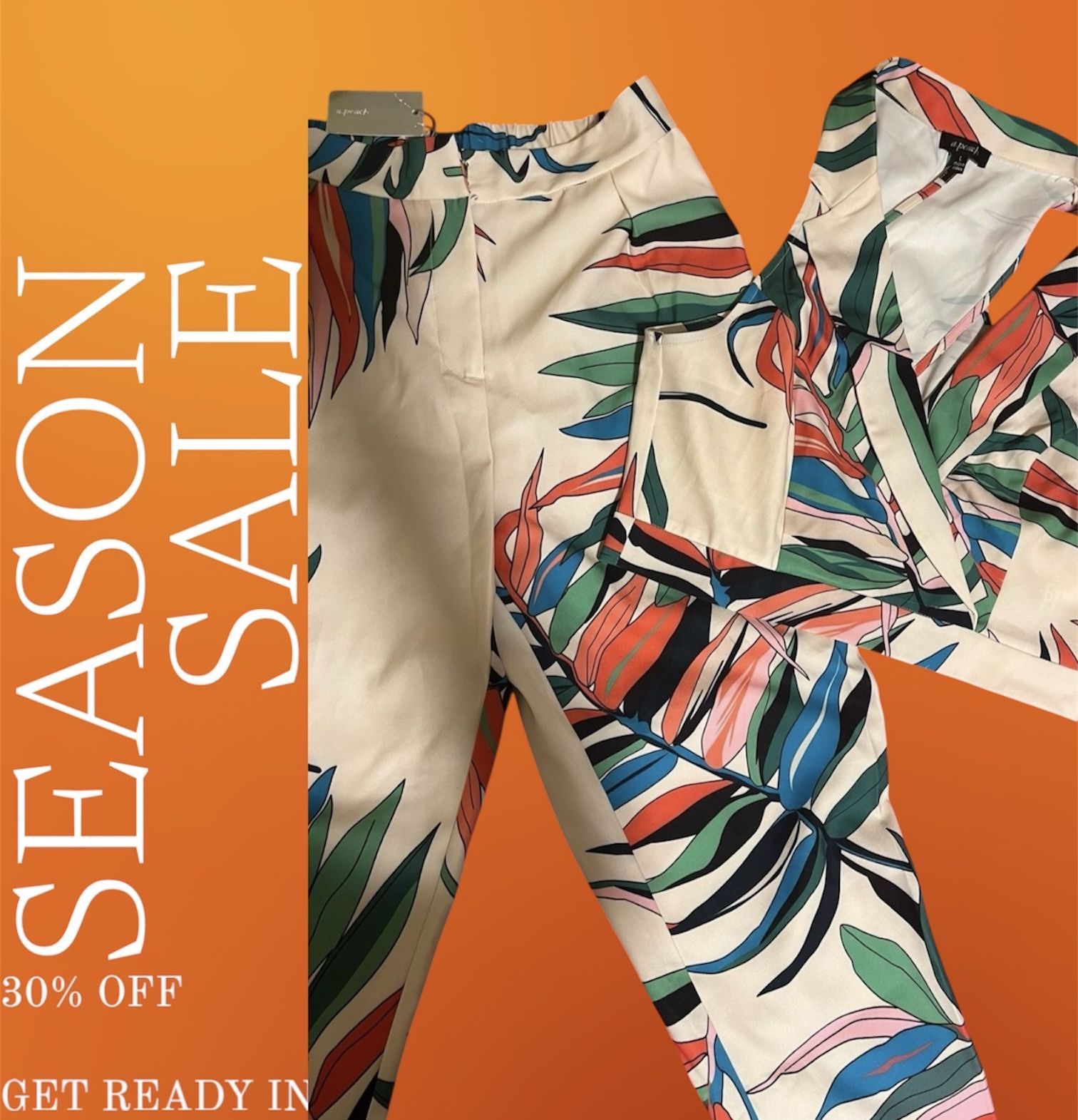 🌹 Pant set high waist tropical  from “Steps New York”Conjunto de pantalon multicolor  