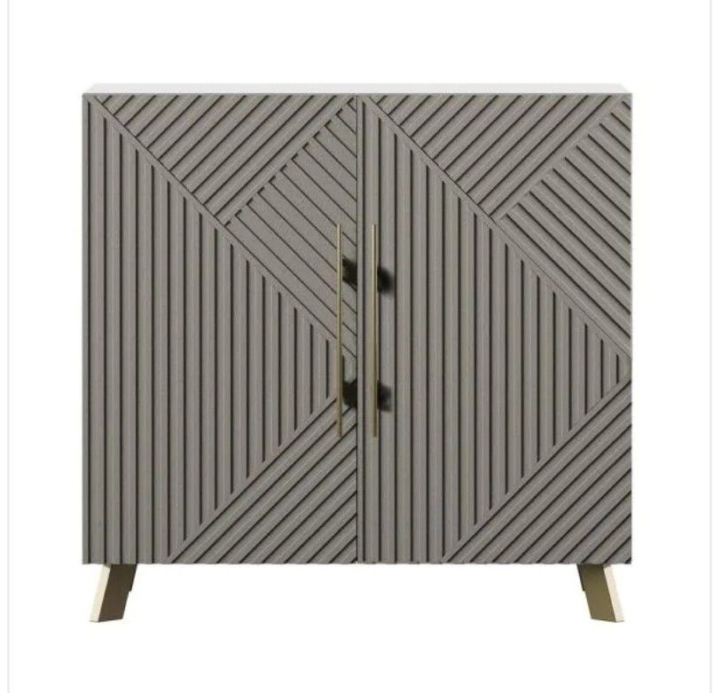 White and Concrete Accent Cabinet by Twin Star Home