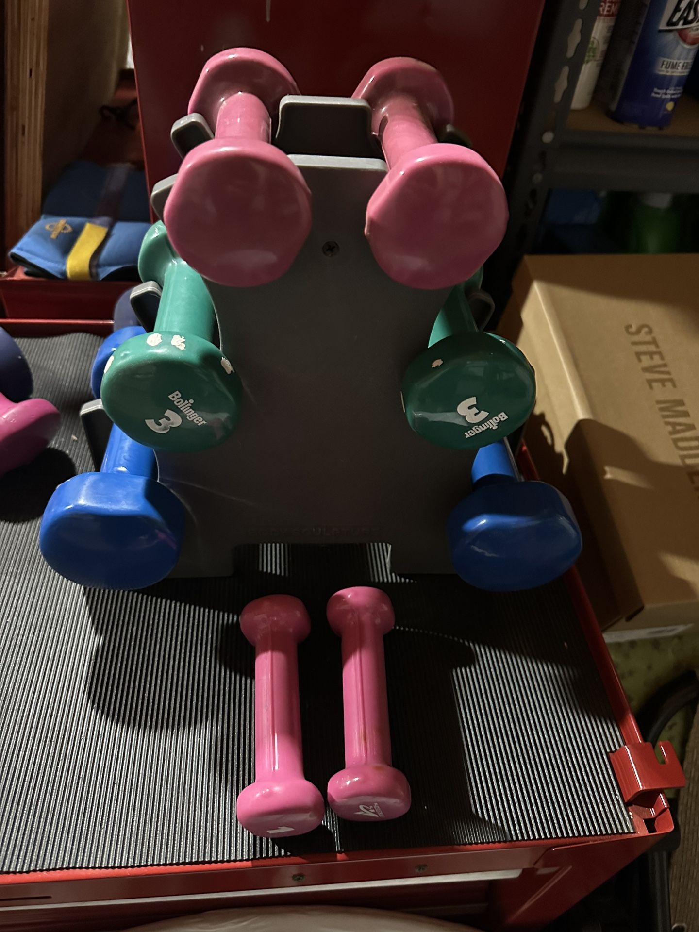 (4) Pairs Of Dumbbells and Storage Rack