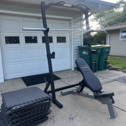 Powetech Rack With Utility Bench And Olympic Barbell