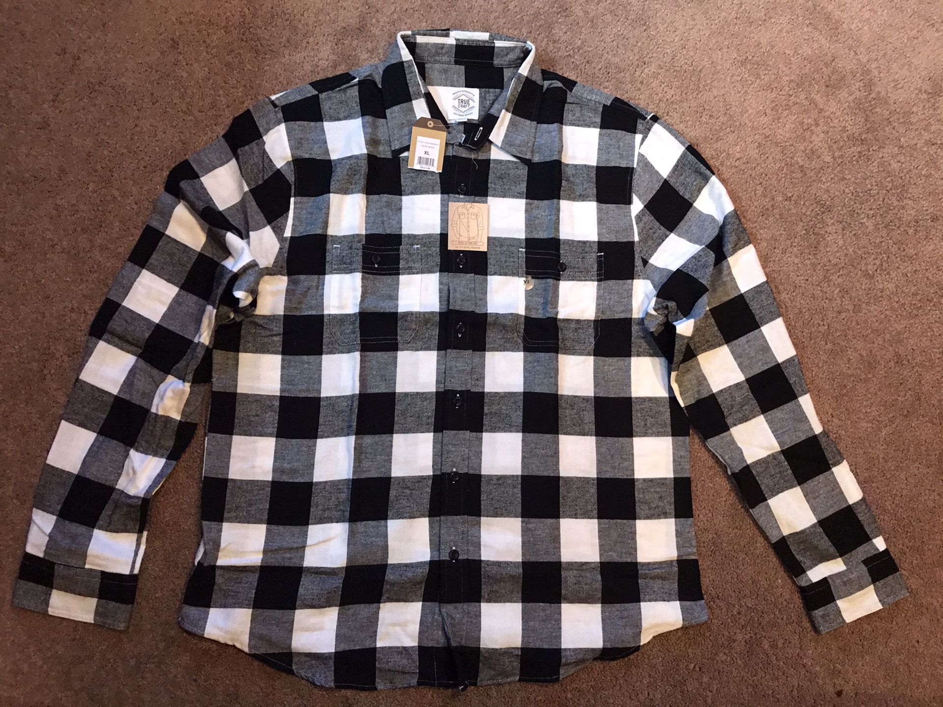 True Craft Mens Flannel Plaid Shirt XL