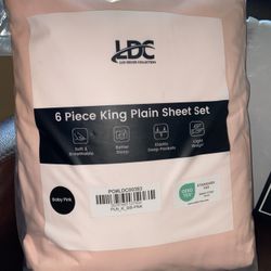 6 Piece Baby Pink King Size Sheet Set