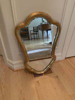 Vintage Wall Mount Mirror; Gilt Wood