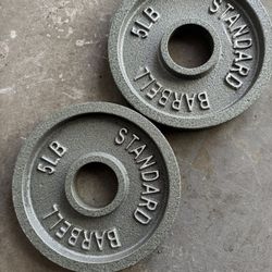 Pair Of 5 Pound Standard Barbell Olympic Weights