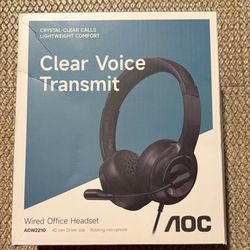 NEW-AOC Headphones with Microphone. Office Headset with Clear Sound.