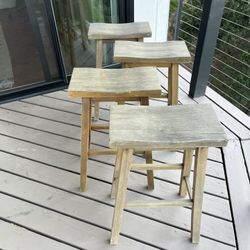 4 Wood Bar Stools