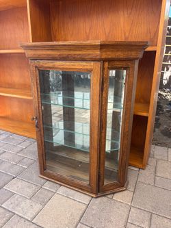 Antique curio wall display cabinet shelf
