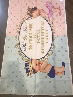 Backdrop banner royal gender reveal party 3’ X 5 ‘