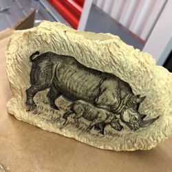 Hand Carved Painting On Stone/Rock