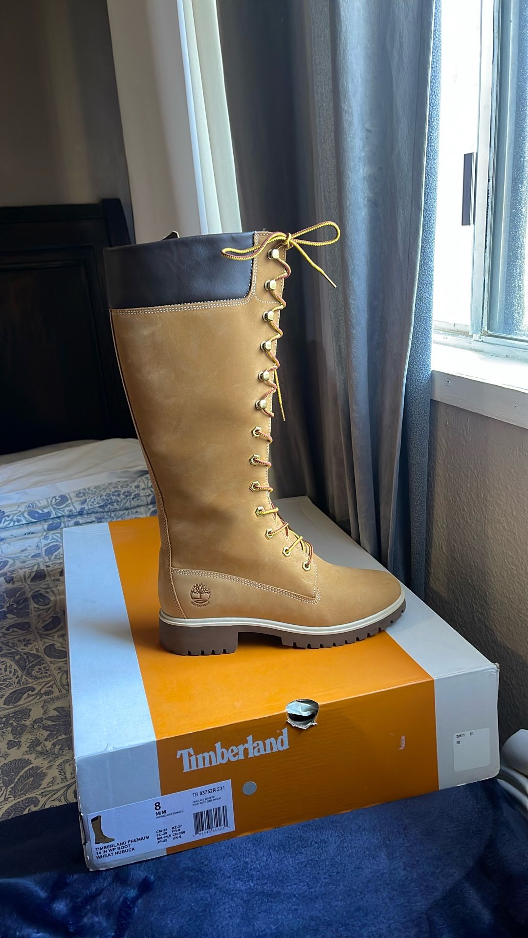 Timberland Premium 14in Boot Color:Wheat Nubuck Size: 8