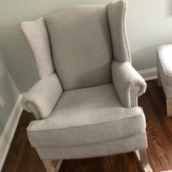 Pottery Barn Wingback Rocking Chair & Ottoman.