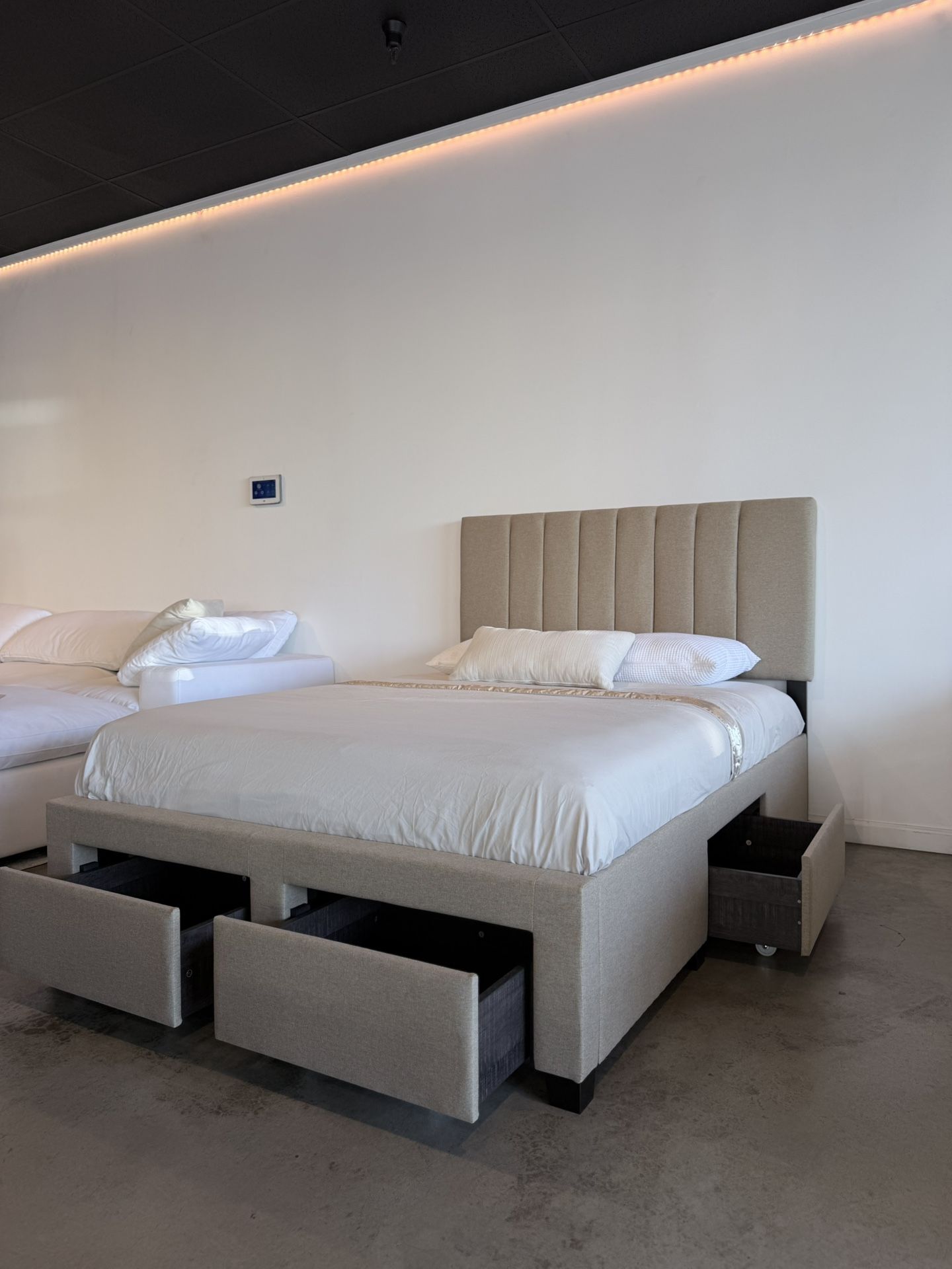 RH Style Storage Bed — Upholstered w/ Tall Headboard/ Free Local Delivery 🚚