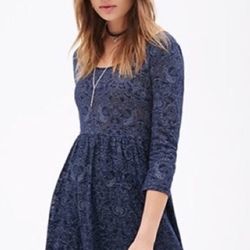 Ornate Floral Babydoll Mini Dress, Medium