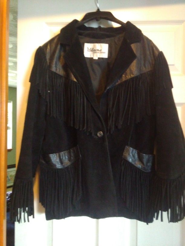 CHIC COWGIRL or RETRO 80's ALL LEATHER AND SUEDE WOMEN'S JACKET