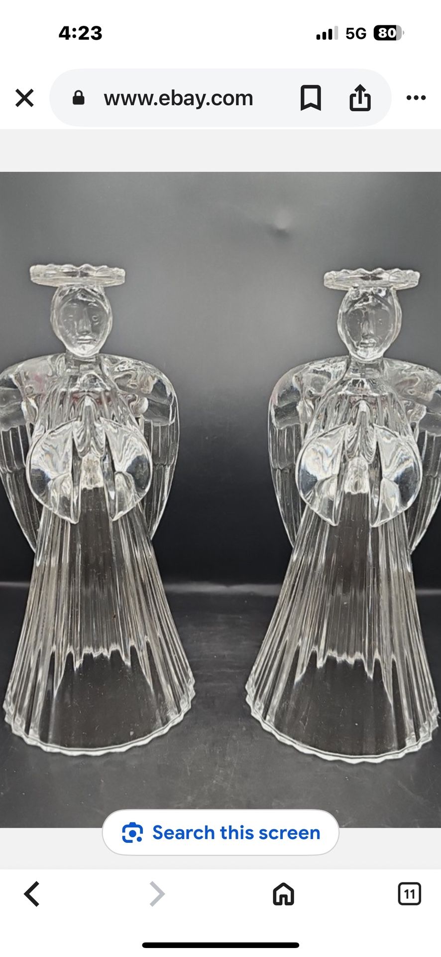 Vintage Lead Crystal Angel Candle Holders(pair)