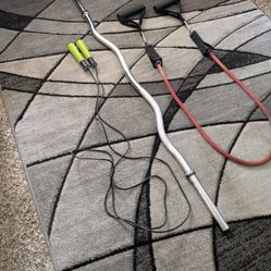 Stainless Steel Easy Curl Bar, Heavy Resistant Band, And Jump Rope