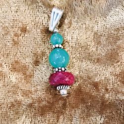 Chrysoprase and Ruby Pendant