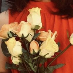 Artificial Yellow Rose Flowers Bouquet 