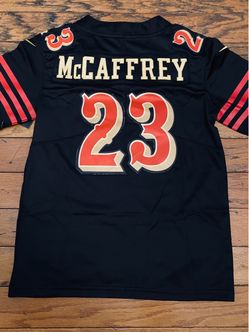 Black 49ers McCaffrey rivalry jersey