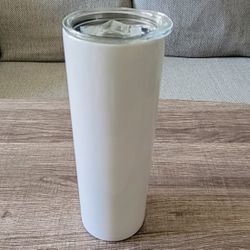 Bulk Wholesale Sublimation Tumblers 20 oz Skinny Straight White With Lid 8" Tall