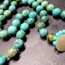 ANTIQUE CHINESE TURQUOISE & JADEITE NECKLACE 