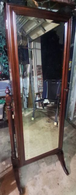 Full-Length Wood Cheval Floor Mirror