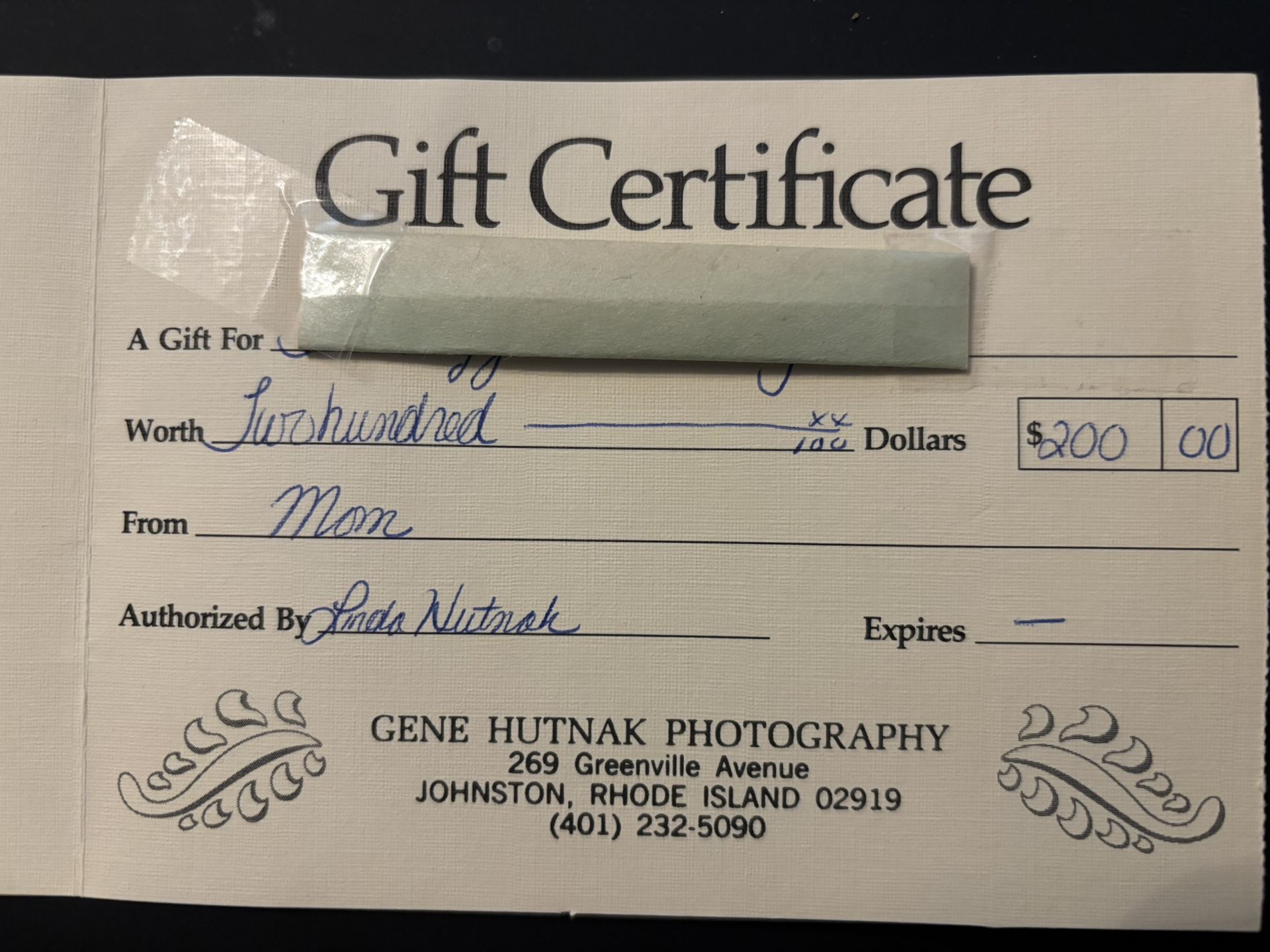 Photography Gift Certificate