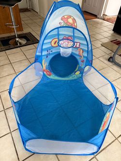 Children's Ocean Ball Pool with Basketball Hoop Play Tent Playhouse Tent