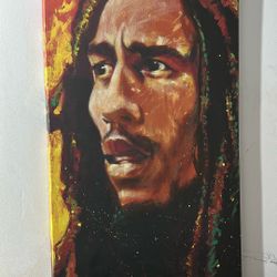 Steven Fishwick - "Bob Marley" Oil On Canvas Transfer Print 