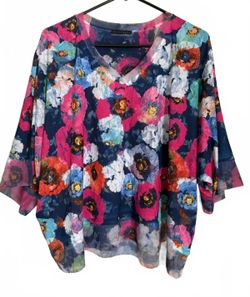 Nally & Millie NEW Women's Blouse One Size Floral Cottage Coquette BOHO Retro