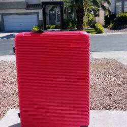BRAND NEW 28” XL Peach HARDSHELL LUGGAGE – $40 FIRM  📍 Pickup: Near IKEA / S. Durango & 215  💗 Gorgeous bright hot-pink 28” XL checked suitcase —