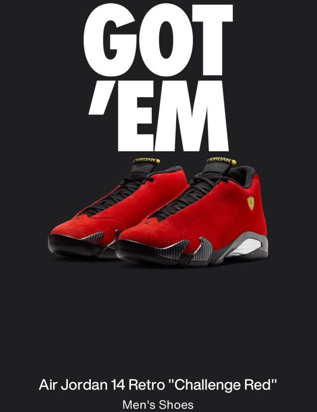 Nike Air Jordan 14 Retro Ferrari 2025 IF5015-600 Mens Size 12.5