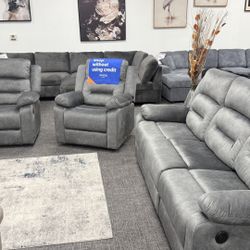 3pc Sofa & loveseat + Chair Power Recliner 