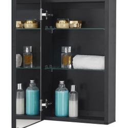 Black Bathroom Medicine Cabinet with Mirror 14x24