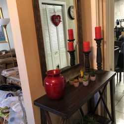 Farmhouse All Wood Rustic Table And Mirror