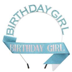 Birthday Girl Crowns Tiara & Sash Set, Blue
