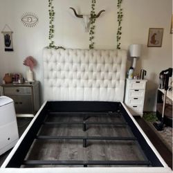 White Tufted Bed Frame
