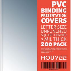 200 Pack 7 Mil PVC Binding Presentation Covers, Clear Report Covers for Binding,8-1/2 x 11 Inches, Letter Size