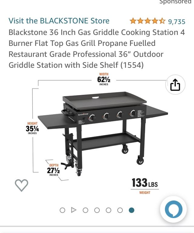 Blackstone 36 inch GAS Griddle Cooking Station 4 Burner Flat Top GAS Grill, 1554
