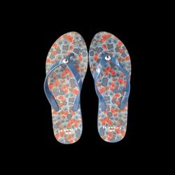 Coach Blue And Red Flip Flops Size 7/8