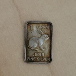 1 Gram .999 Fine Silver Rabbit Bar