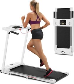 3.0 HP Foldable Portable Folding Small Treadmills for Home Office with 300 LBS Capacity, Walking Running Exercise Electric Compact Treadmill with LED 