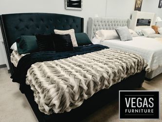 King Bed Frame Black Velvet