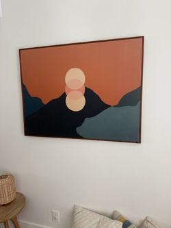 World Market Abstract Sunset/Mountain Canvas, large framed