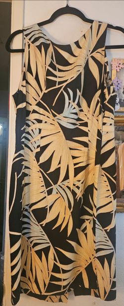 Black Tropical Leaf Print Sleeveless Dress Tori micheals