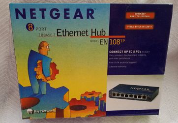 8 port 10 Base-T Ethernet Hub Netgear EN108TP new in box