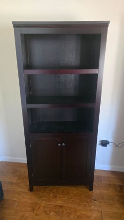 Dark Brown Bookcase with Cabinet Doors