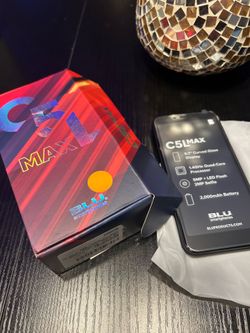 BLU C5L 5.7” Max C0174WW 16GB GSM Unlocked Android Smartphone - Black, NEW